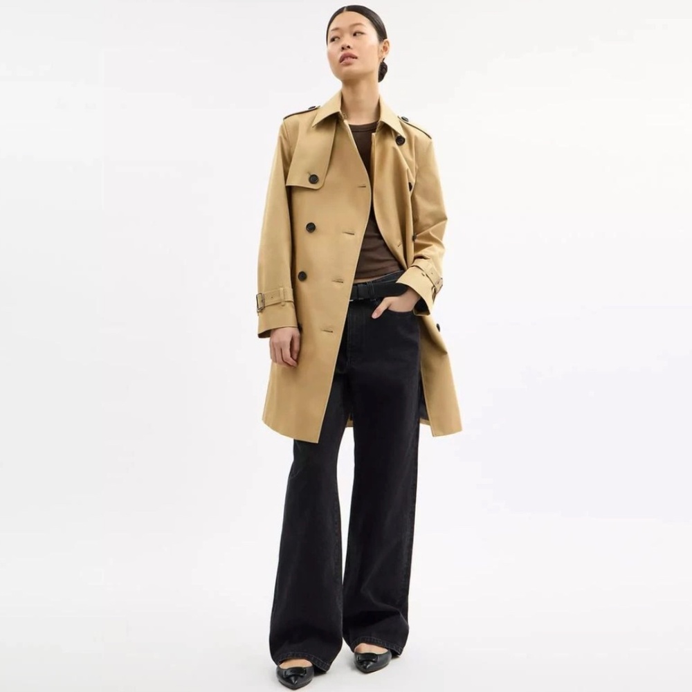 Coach Solid Mid Trench Coat Classic Khaki